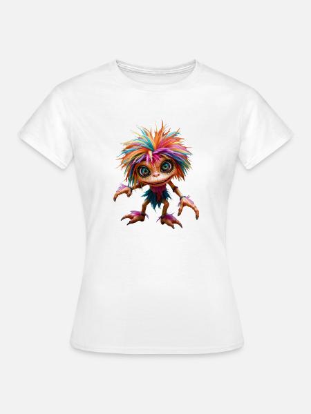 Mehrfarbiges, pelziges Wesen - Frauen T-Shirt - Weiß