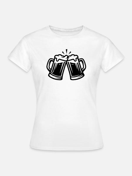 Bier Anstoßen Bierkrug - Frauen T-Shirt - Weiß