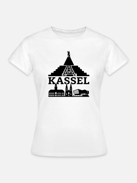 Kassel Wahrzeichen Silhouette - Frauen T-Shirt - Weiß