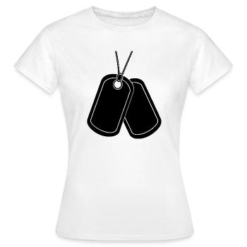 Plaque d’identité - T-shirt Femme - blanc - Devant - AI Model Female 172 dark (172cm)
