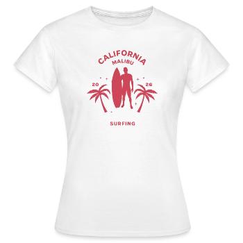 Surf à Malibu en Californie - T-shirt Femme - blanc - Devant - AI Model Female 172 dark (172cm)