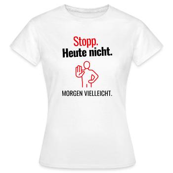 Stopp - Frauen T-Shirt - Weiß - Vorne - AI Model Female 172 dark (172cm)