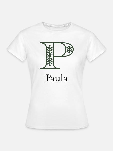 Monogramm P mit botanischem Ornament - Frauen T-Shirt - Weiß