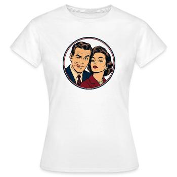 Duo Rétro Pop Duo Clin d’Œil - T-shirt Femme - blanc - Devant - AI Model Female 172 dark (172cm)