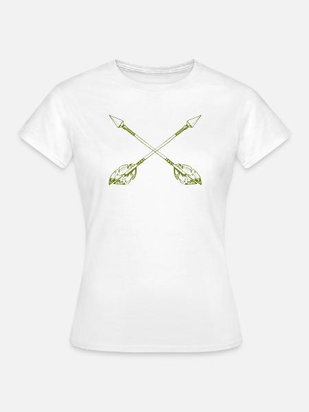 Kreuzende Speere mit Federn - Frauen T-Shirt - Weiß