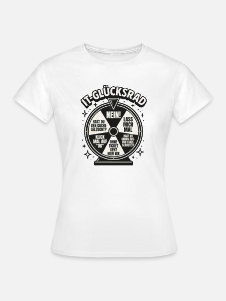IT-Glücksrad Tech-Wortwitz Runde - Frauen T-Shirt - Weiß