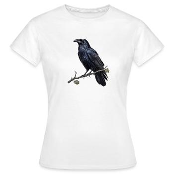 Gemeiner Rabe – Corvus corax – Dark Academia - Frauen T-Shirt - Weiß - Vorne - AI Model Female 172 dark (172cm)