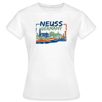 Neuss Germany Skyline Harbor and Cathedral - Frauen T-Shirt - Weiß - Vorne - AI Model Female 172 dark (172cm)
