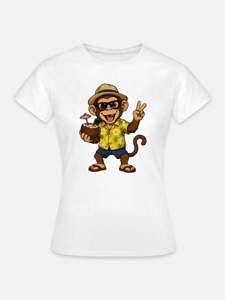 Tropischer Monkey Party - Hawaii Vibes - Frauen T-Shirt - Weiß