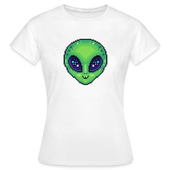Cute Alien Kawaii Pixel Art Style - Women's T-Shirt - white - Front - AI Model Female 172 dark (172cm)
