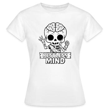 Restless Mind Schädel Totenkopf Psychologie - Frauen T-Shirt - Weiß - Vorne - AI Model Female 172 dark (172cm)