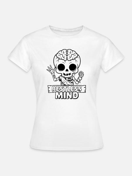 Restless Mind Schädel Totenkopf Psychologie - Frauen T-Shirt - Weiß