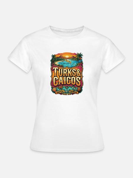 Turks & Caicos Retro Sign - Frauen T-Shirt - Weiß