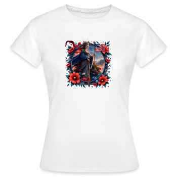 Florale Patriotische Königin - Frauen T-Shirt - Weiß - Vorne - AI Model Female 172 dark (172cm)