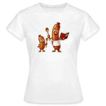 Bratwürste mit Kochbuch - Frauen T-Shirt - Weiß - Vorne - AI Model Female 172 dark (172cm)