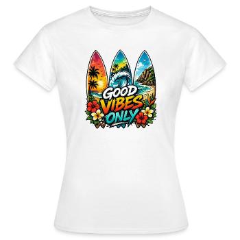 Surf Sun Repead, Aloha Vibes - Women's T-Shirt - white - Front - AI Model Female 172 dark (172cm)