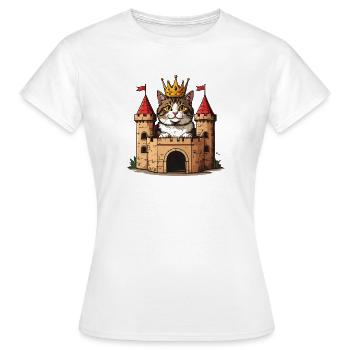 Cat with crown as king at castle - Women's T-Shirt - white - Front - AI Model Female 172 dark (172cm)