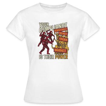 Gegen Unterdrückung Und Gewalt - Frauen T-Shirt - Weiß - Vorne - AI Model Female 172 dark (172cm)
