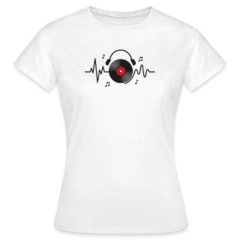 Vinylplatten Herzschlagmusik - Frauen T-Shirt - Weiß - Vorne - AI Model Female 172 dark (172cm)