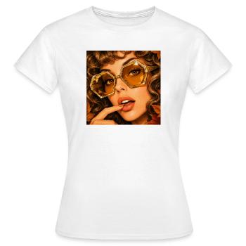 Amber Safari Vintage Glamour Porträt - Frauen T-Shirt - Weiß - Vorne - AI Model Female 172 dark (172cm)