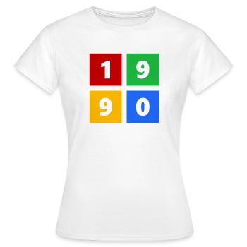 1990 - Frauen T-Shirt - Weiß - Vorne - AI Model Female 172 dark (172cm)