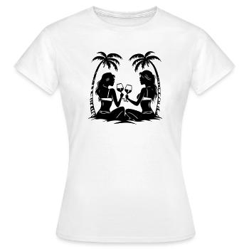 Vacationers Girls Party Palm Trees - Women's T-Shirt - white - Front - AI Model Female 172 dark (172cm)