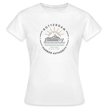 Insigne maritime vintage de l’Autorité portuaire de Rotterdam - T-shirt Femme - blanc - Devant - AI Model Female 172 dark (172cm)