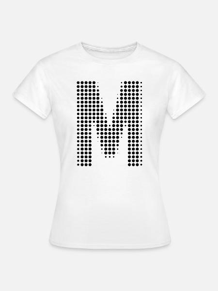 Buchstabe M – Punktmuster Initial Design - Frauen T-Shirt - Weiß