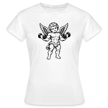 Starker Cherub trainiert mit Hanteln - Frauen T-Shirt - Weiß - Vorne - AI Model Female 172 dark (172cm)