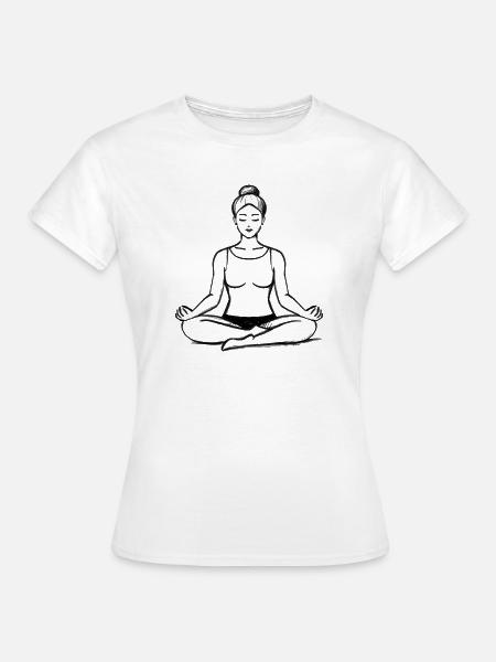 Meditierende Frau Yoga - Illustration - Frauen T-Shirt - Weiß