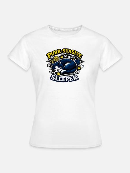 Purr-Suasive Sleeper Katze - Frauen T-Shirt - Weiß