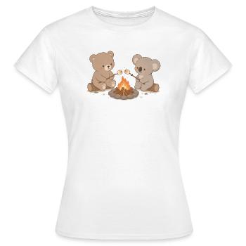 Bär und Koala am Lagerfeuer mit Marshmallows  - Frauen T-Shirt - Weiß - Vorne - AI Model Female 172 dark (172cm)