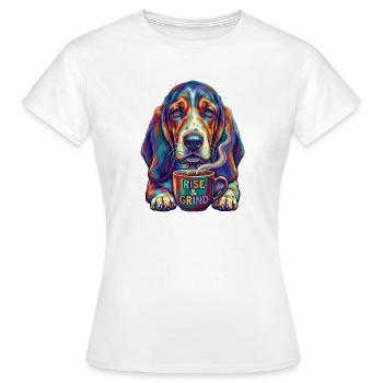 Café Basset Hound Pop Art Râleuses du matin - T-shirt Femme - blanc - Devant - AI Model Female 172 dark (172cm)