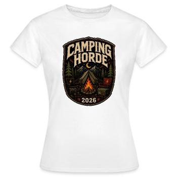 Insigne du Camp du Festival Metal 2026 de Camping Horde - T-shirt Femme - blanc - Devant - AI Model Female 172 dark (172cm)