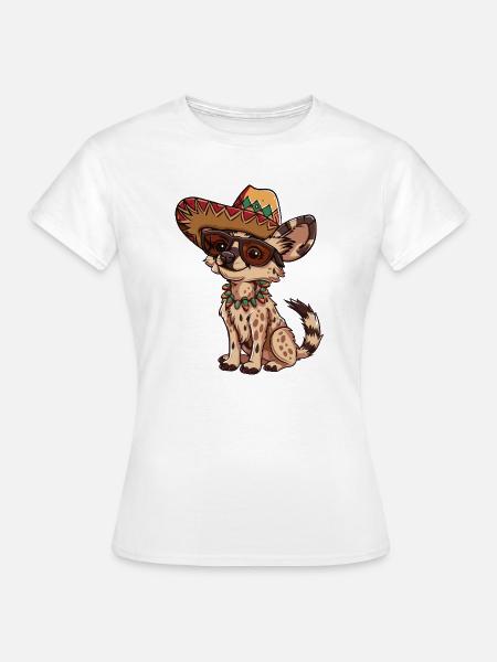 Hyäne Lustig Sombrero - Frauen T-Shirt - Weiß