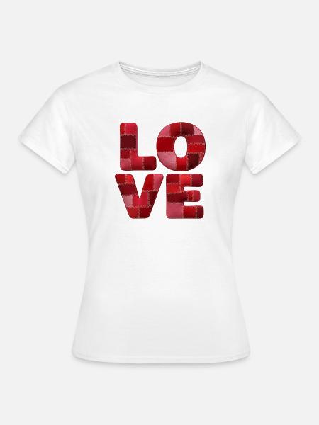Patchwork Love Schriftzug - Frauen T-Shirt - Weiß