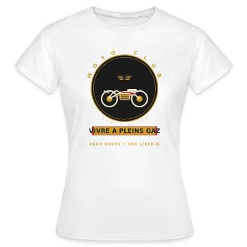 MotoClub Liberté Plein Gaz - T-shirt Femme - blanc - Devant - AI Model Female 172 dark (172cm)