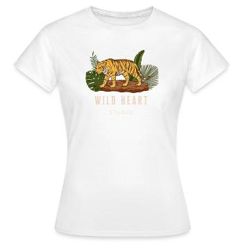 Tiger image with "wild heart studio" logo - Frauen T-Shirt - Weiß - Vorne - AI Model Female 172 dark (172cm)