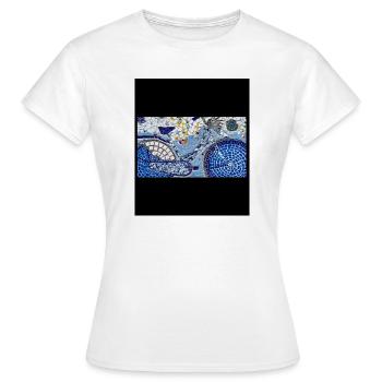 Mosaik-Fahrrad in Blautönen - Frauen T-Shirt - Weiß - Vorne - AI Model Female 172 dark (172cm)