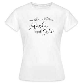 Alaska und Katzen Liebe Fine Line Art - Frauen T-Shirt - Weiß - Vorne - AI Model Female 172 dark (172cm)