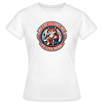 Roi Chat sur le Trône – La vie ici - T-shirt Femme - blanc - Devant - AI Model Female 172 dark (172cm)