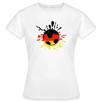 Flaggen-Splash Fußball Ball - Frauen T-Shirt - Weiß - Vorne - AI Model Female 172 dark (172cm)