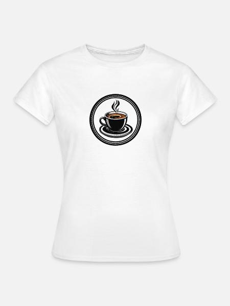 Kaffeetasse im Kreisring - Frauen T-Shirt - Weiß