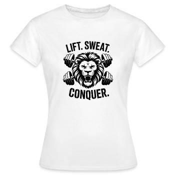 SOULÈVE-TOI SUEUR CONQUÉRIR Lion & haltères - T-shirt Femme - blanc - Devant - AI Model Female 172 dark (172cm)