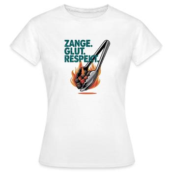  Zange Glut Respekt Grillen BBQ Flammen Kohle - Frauen T-Shirt - Weiß - Vorne - AI Model Female 172 dark (172cm)