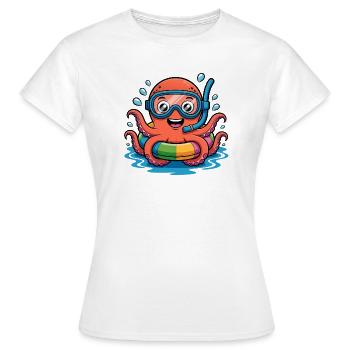 Pieuvre colorée avec des lunettes de plongée - T-shirt Femme - blanc - Devant - AI Model Female 172 dark (172cm)