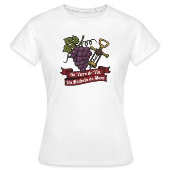 T-shirt Vin Vintage Linogravure - T-shirt Femme - blanc - Devant - AI Model Female 172 dark (172cm)