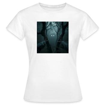 Auge in Auge mit Leszy – Herr des Waldes - Frauen T-Shirt - Weiß - Vorne - AI Model Female 172 dark (172cm)