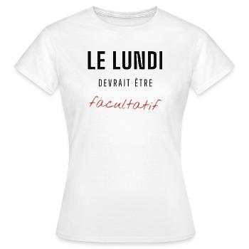 Lundi Facultatif Contraste - T-shirt Femme - blanc - Devant - AI Model Female 172 dark (172cm)