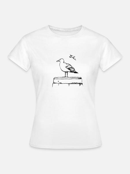 Möwe – Illustration - Frauen T-Shirt - Weiß
